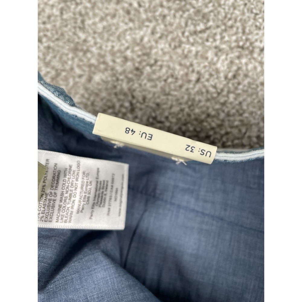 Original Penguin Slim Fit Stretch Shorts Chino 8" Inseam Mens Sz 32 Blue Stripe - Picture 8 of 10